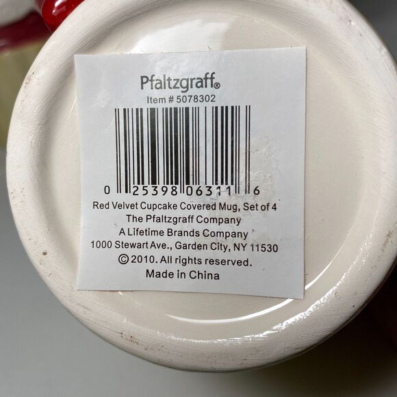 NEW Pfaltzgraff Set of 4 Red Velvet Cupcake Mugs/Lids TrinketBox 5 1/2" #5078302 - Picture 6 of 6